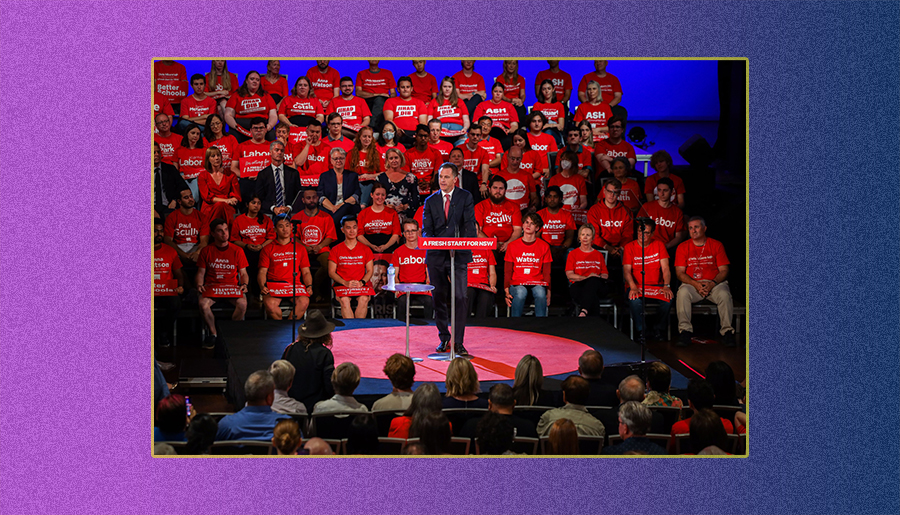 Chris Minns at his campaign launch.