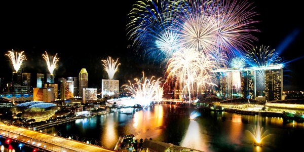 singapore skyline at night