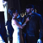 Eminem and Salma Hayek have an intense discussion about goodness knows what. Eminem and Salma Hayek